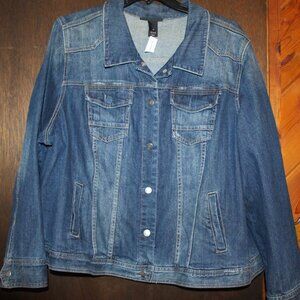 NWT Lane Bryant distressed denim jacket 28W NICE